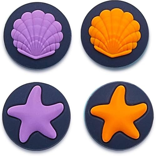 Prysm Gaming Lot de 4 capuchons de pouce en caoutchouc compatibles avec Switch Joy Con OLED Switch Joycon & Switch Lite Noir/violet/orange