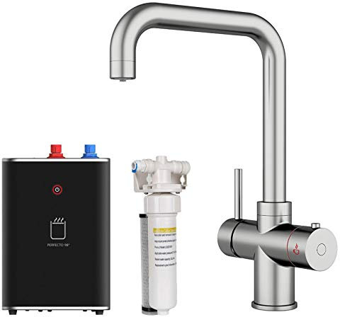 SIA Brushed Nickel 3-in-1 Instant Boiling Hot Water Tap Including Tank & Filter