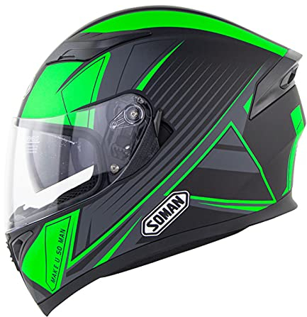 Racing Powersport Helme Motorrad Integralhelm Motocross Dirt Bike ATV UTV Street Ride Helm DOT/ECE-Zugelassener Doppel-Sonnenblende Offroad Mountainbike Four Seasons Helm,Grün,L