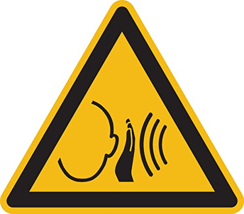 Dreifke® Aufkleber Warnschild, Warnung vor unvermittelt auftretendem lauten Geräusch W038 DIN EN ISO 7010 Folie selbstklebend gelb /schwarz 10