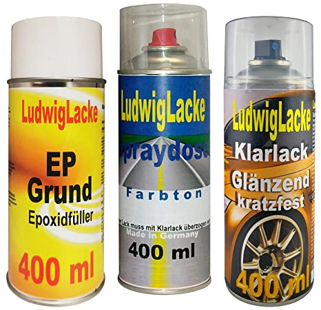 Ludwiglacke Grundierung Autolack Klarlack für VW Moccabrown LC8Z je 400ml