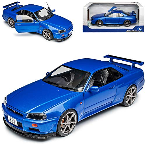 Nisan Skyline R34 GT-R Coupe Blau 1998-2002 1/18 Solido Modell Auto