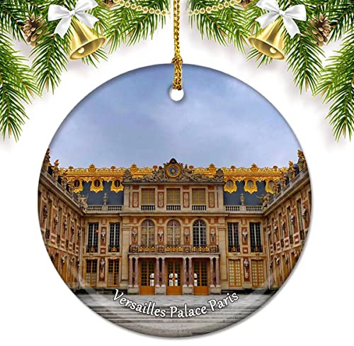 Frankreich Versailles Palast Paris Weihnachtsschmuck für Baum, Keramikanhänger, doppelseitig, Ornament, Dekoration, Weihnachtsgeschenke, Porzellan, Reise-Souvenirs