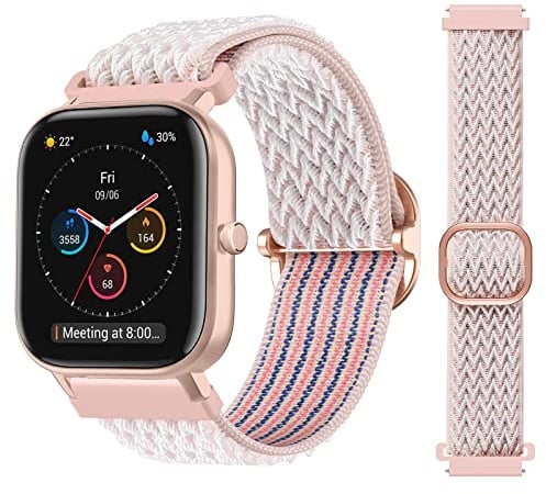 Syxinn 20mm Nylon Bracelet pour Amazfit GTS/GTS 2/2 Mini/2e/GTS 3, Galaxy Watch 4/4 Classic Bracelet de Montre Réglable élastique Nylon Sport Strap pour Amazfit GTR 42mm/Amazfit Bip/Bip S/Bip Lite