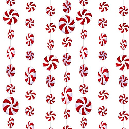 YIEUR 40 Stück Weihnachten Anhänger, Rot Weiß Weihnachtskugeln Süßigkeiten Ornament Swirl, Weihnachtsbaum Vasenfüller Perlen mit Loch für Schwimmen Kerzen Deko Christbaumschmuck Deko(Mix)