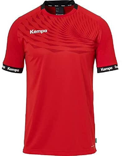 Kempa Wave 26 Shirt Herren Jungen Sportshirt Kurzarm T-Shirt Funktionsshirt Handball Gym Fitness Trikot - elastisch und atmungsaktiv, Rot/Chilirot, M