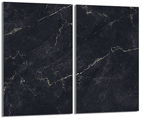 DarHaus Tabla de cortar decorativa de cristal templado y cubre vitro, Placa protectora de vitrocerámica 30 x 52 cm 2 piezas, para inducción, protección contra salpicaduras, decoración, MÁRMOL