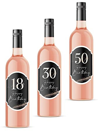 JoliCoon 10 Étiquettes de bouteille au choix - Etiquette Bouteille Cadeau Anniversaire - Happy Birthday