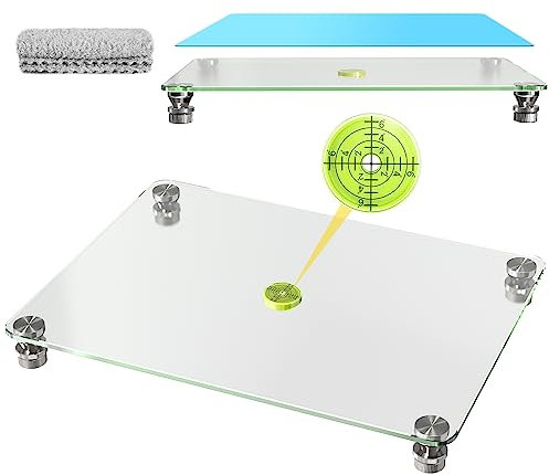 Nelyrho Glas-Nivellierbrett, 40,6 x 30,5 cm, verstellbarer Präzisions-Nivelliertisch für Harz, Mehrzweck-Nivelliertisch, Blau
