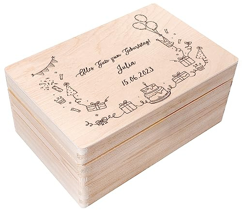 Creative Deco Personalisiert Geburtstag Geschenke für Frauen, Männer Kinder | Erinnerungsbox Holzkiste | Basic Motiv für Geburtstag | Individuelle Geschenk | Geschenkkiste Geschenkbox
