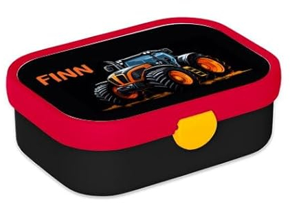 Mepal Personalisierte Brotdose mit Namen - Bento Lunchbox für Kinder - Traktor - Geeignet für bis zu 4 Butterbrote - BPA-frei & Spülmaschinenfest - 750 ml - Orange