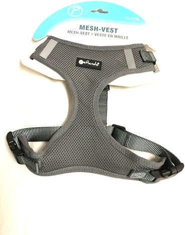 Petlando Hunde-Brustgeschirr Mesh-Vest Anthrazit L (Halsumfang 37-44 cm, Brustumfang 50-68 cm)