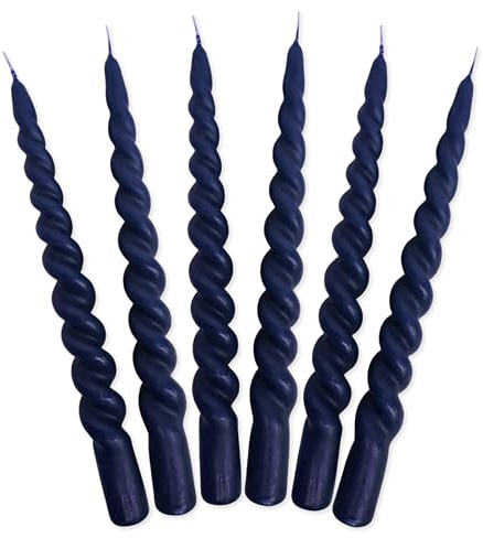 LUMELY dänische Premium gedrehte Kerzen Blau Royalblau, 6er Pack, Höhe 24cm, Ø 2,2cm, Brenndauer ca. 7 Stunden, bunte Stabkerzen gedreht, Leuchterkerzen, Deko Kerzen, Dänische Kerzen (Royalblau)