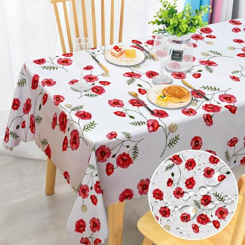 Chicnix Tischdecke Abwaschbar Rechteckig Florals Garten Tischdecken Fleckschutz Tischwäsche Wasserdicht Tischtuch für Draußen Esszimmer, Küche, Garten, Party, Hochzeiten oder Haushalt 110x140cm
