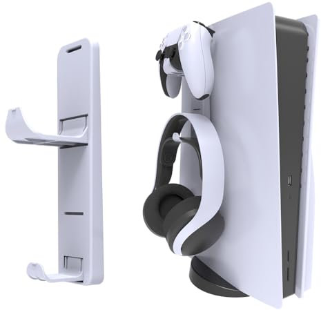 BeisDirect Game Controller Holder Headset Stand 2-Tier Universal Controller Gaming PC Accessories Storage Rack Headphone Stand for Xbox Series PS5/PS5 Slim/Xbox Series x (White)