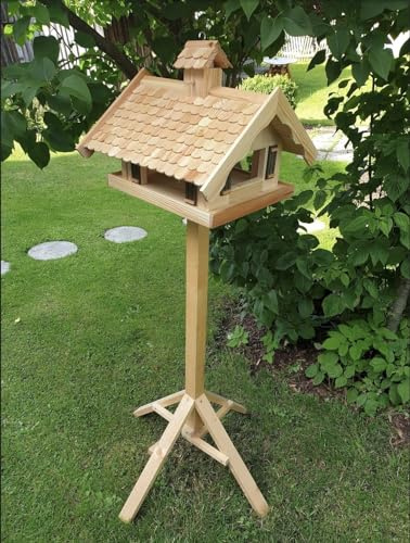 Almhütte Vogelhaus Futterhaus Lärchenholzdach Almhütte Häuschen mit Ständer A-10