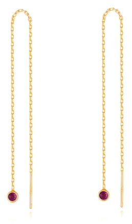 MetJakt Lange Durchzieher Ohrringe 925 Silber Gold Echtgold Diamant Damen Rosegold Lang Zum Durchziehen (Korund -Gelbgold)