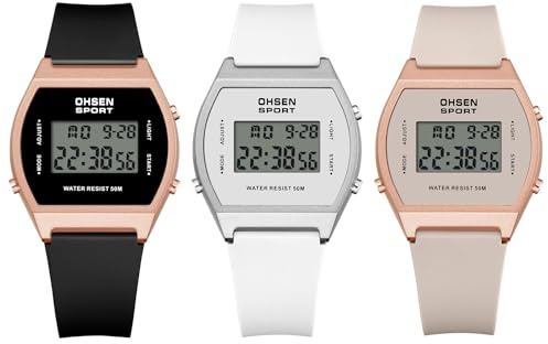 JewelryWe Herrenuhr Gummi Militär Digitaluhr Herren 30m Wasserdicht Elektronische Digital Armbanduhr Multifunktionale Sport Uhr mit Kalender Wecker Stoppuhr EL-Hintergrundbeleuchtung