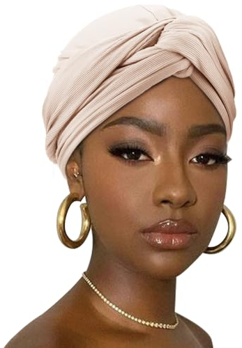 DRESHOW Haar Wrap für Damen Gerippte Weich Turban Stretch Jersey Kopftuch Atmungsaktiv Leichtgewicht Turban Einfarbig