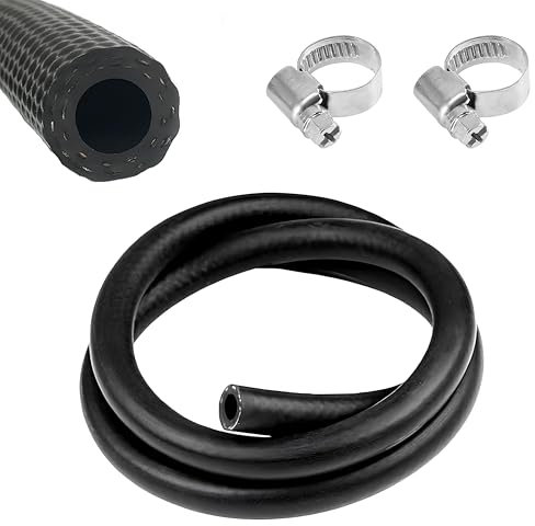 Manguera de gasolina de 8 mm, tubo de gas de combustible NBR de 1 m (8 mm ID, 14 mm OD), manguera de radiador de goma para coche con 2 abrazaderas de manguera, manguera de combustible diesel, línea de