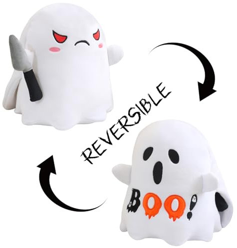 Xfrog Halloween Reversible Ghost Plushie Angry & Scared Cute Sensory Stuffed Animals for Boys & Girls - 25CM