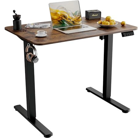 ERGOMAKER Höhenverstellbarer Schreibtisch 90x60cm,Schreibtisch Höhenverstellbar Elektrisch mit Memory-Funktion,Ergonomischer Tisch Höhenverstellbar,Braun