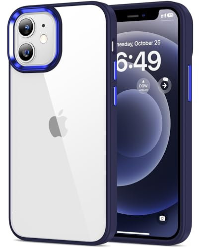 HOOMIL for iPhone 12 Mini Case Clear [Anti-Yellowing] Anti-Scratch Transparent Hard Back and Soft Edge [Military Grade Drop Protection] Shockproof Phone Cover - Navy Blue