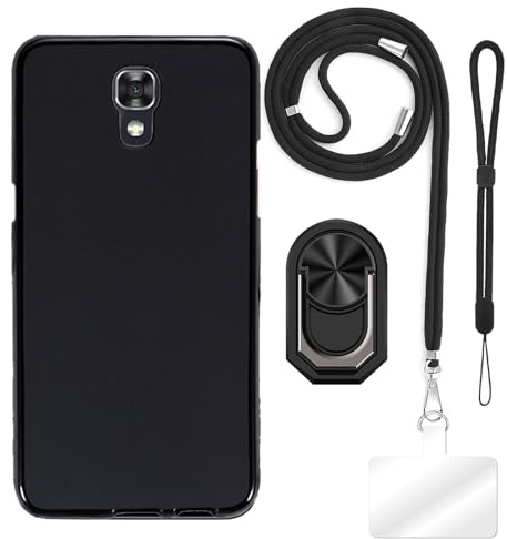 TPU Handyhülle Set mit Handschlaufe, Umhängeband und Ringhalter Kompatibel mit LG X Screen K500N, Stoßfest, Schlank, Verstellbar, Freihändig, Robust