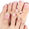 24 Short French Tip False Toenails Glue, Press On & Full Cover Acrylic for all Toes, Women's Fake Toe Nails, 24 PCS Stick-on Set