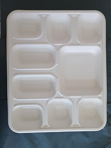 9 - Compartment Heavy-Duty Plates Eco-Friendly Compostable Sugarcane Paper Plates - Pack of 50