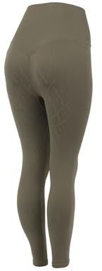 HORZE Damen Reitleggings Janine, Nahtlose Vollbesatz Reitleggings mit Handytasche, Braun, XS-S