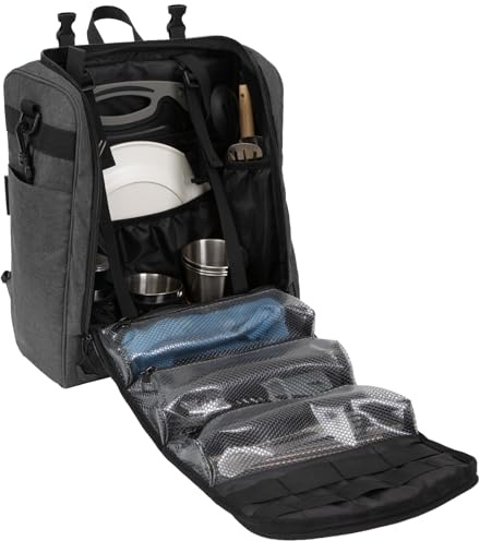 KingCamp Übergroßer Camping-Küchen-Organizer, ultraleichte hängende Kochutensilien-Tasche, tragbarer Aufbewahrungsrucksack mit Papierhandtuchhalter und 3 Taschen für Outdoor-Grillen, Kochen (nur