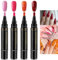 4Pcs One Step Nail Gel Pen,Quick Dry Nail Polish,Soak Off UV Led Nail Varnish,Red Nail Art Pens,3 in 1 Gel Nail Polish Pen,Nail Arts Sets Tools for Women,Pink Nail Pencil,Nail Polish Gel Pen(#6)