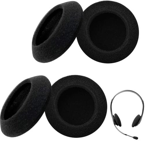Wjelet Ohrpolster für Logitech Kopfhörer, 2 Paar Kopfhörer Polster, Ohrpolster für Logitech, Schaumstoff Polster Passend für Logitech H330/H340/H110/H111(50mm, Schwarz)