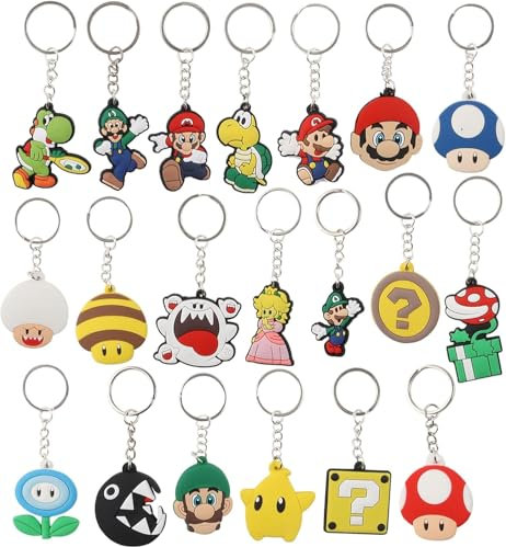 20 Pezzi Portachiavi Super Mario, Portachiavi Bambini, Animali Set Portachiavi, Gadget Compleanno Bambini Ciondoli per Bambini, Decorazione Della Borsa Della Scuola