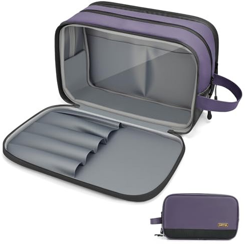 Carttiya Trousse de Toilette Femmes Voyage Sac de Toilette Grande Capacité Cuir PU Sac Cosmétique Imperméable et Suspendu Trousse de Toilette (Violet, 8.79 L)