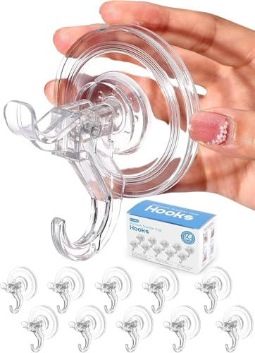 Suction Cup Hooks, 10 Pack Powerful Push and Lock Vacuum Multi-Purpose Suction Shower Hooks Wreath Hanger Strong Absorption Suction Cup Holds Up to 5kg Transparent for Kitchen Bathroom Door Window