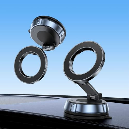 Santiaoniu Vacuum Suction Magnetic Phone Holder für Auto mit 360 Grad Rotation,faltbar und einziehbar Telefonhalterung, Handsfree Phone Mount für Glatte Oberfläche