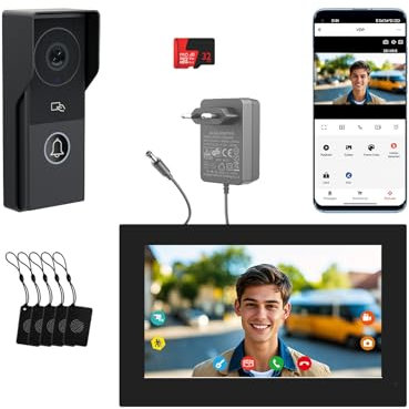 DRINGTEC Visiophone Couleur - 2 Fils (Noir)