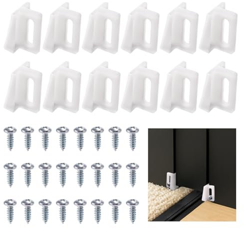 Lyreh 12pcs N 6950 Pocket Door Guide, Plastic Pocket Door Bottom Guide Doors Hardware 1.1 Inch with Screws, Jamb Mounted