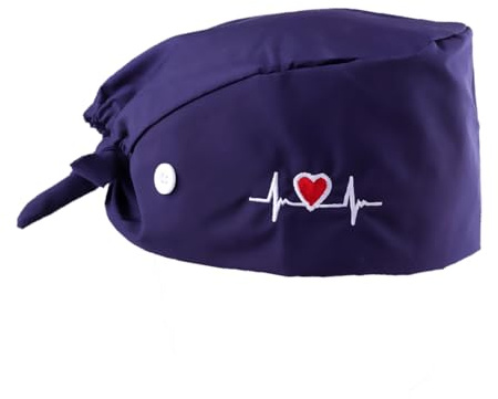 Op Haube Stoff für Damen und Herren, Universelle Größe, Atmungsaktiv und Schnell Trocknend, Schutzhaube für Ärzte, Krankenschwestern, OP Personal & Labor,Hauben Stoff mit verstellbarem Band,Dunkelblau