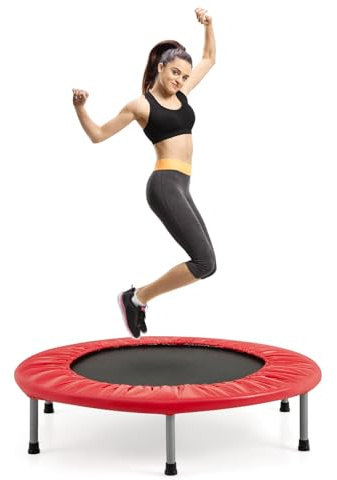LIFEZEAL Faltbares Fitness-Trampolin Ø 97 cm, Mini-Trainingstrampolin mit Federn, robuster Stahlrahmen, Belastung 150 kg, Fitness-Springer für Kinder, Erwachsene
