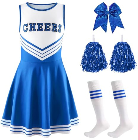 Crazycos JoyinTcos Cheerleader Kostüm Kinder, 4PCS Cheerleadering Outfit Mädchen，Kinder Cheer Outfit für Karneval Halloween