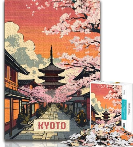 Kyoto-Puzzle 1000 Teile für Erwachsene und Jugendliche, hilft dem Gehirn, süchtig machendes Spielzeug zu trainieren, um Geduld zu fördern, Eltern-Kind-Interaktion, 38x26cm