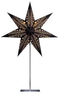 ZICOM Dekostern Weihnachtsstern Papierstern samt, schwarz 45cm mit Ständer für Weihnachten, Hochzeiten, Party, Dekoration, Geschenkidee, 230V 50Hz, E14 Fassung mit Euro-Flachstecker