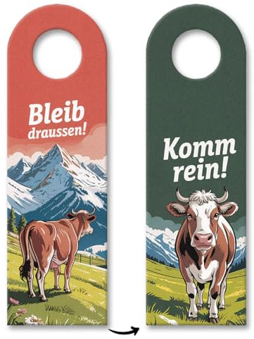 Bleib draussen Komm rein Alpine Kühe Türhänger Perfekt für Allgäu und Alpen Liebhaber