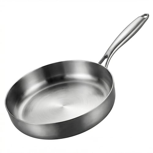 KIANGKIANG Frying Pan Stainless Steel for Even Roasting and Sharp Searing on All Types of Cookers Including Induction (23CM)