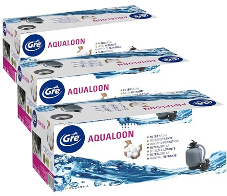 Gre AQ700 - Aqualoon, média filtrant. Fabriqué en polyéthylène. Lavable et réutilisable. 700 grammes. (Lot de 3)