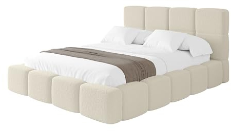 ALTDECOR Polsterbett mit Bettkasten und Lattenrost, Bett mit Matratze H3/H4, Kopfteil, Boxbett, Doppelbett mit Stauraum - NATA 160x200 Beige