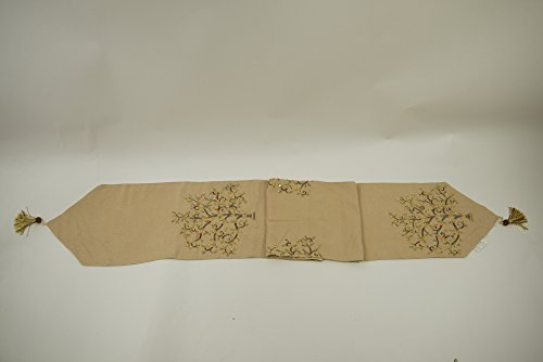 Dapo Tischläufer Beige aufwändig mit Pailletten Bestickt Tischband mit Quasten 30x200cm Tischdeko Läufer Dekoration Geburtstag